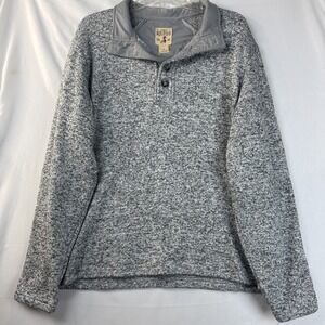 Red Head Brand Co Sz L Gray 1/4 Button Fleece Pullover Sweater Men's Heather